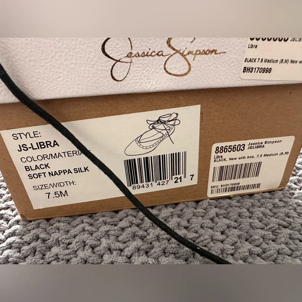 Jessica Simpson Black Pointed-Toe Lace-Up Stud Flats - Picture 9 of 11